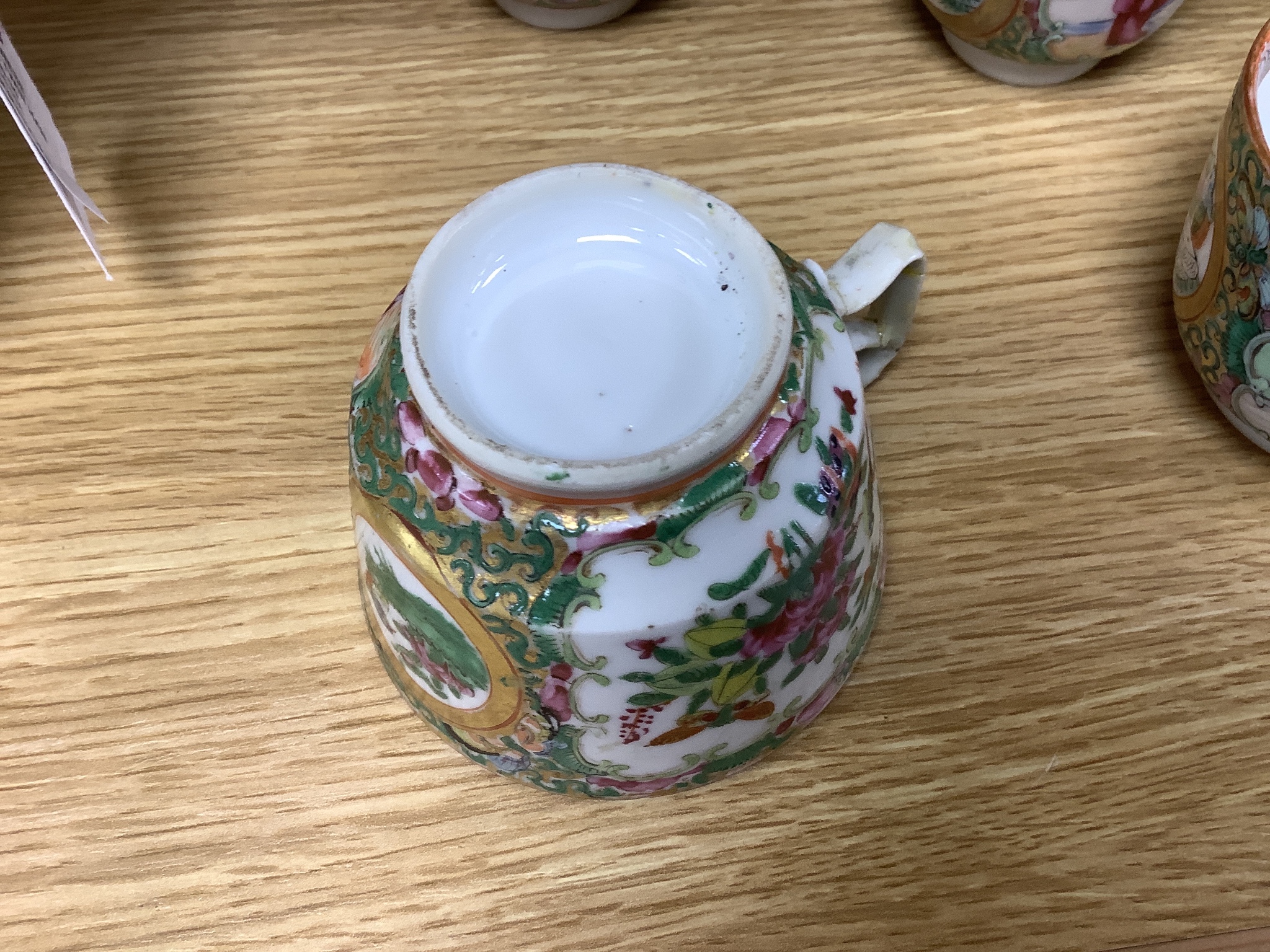 Ten 19th century Chinese famille rose cups and saucers